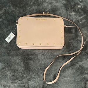Michael Kors tan/cream crossbody purse with studs
